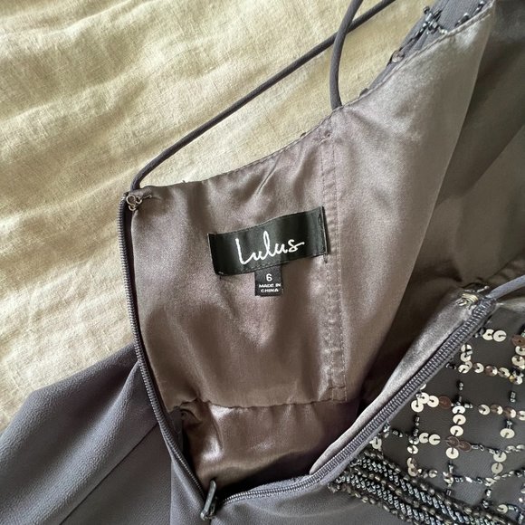 FOREVER IN LOVE Charcoal Grey Sequin Sleeveless Maxi Dress - Size US 6 - Picture 10 of 11